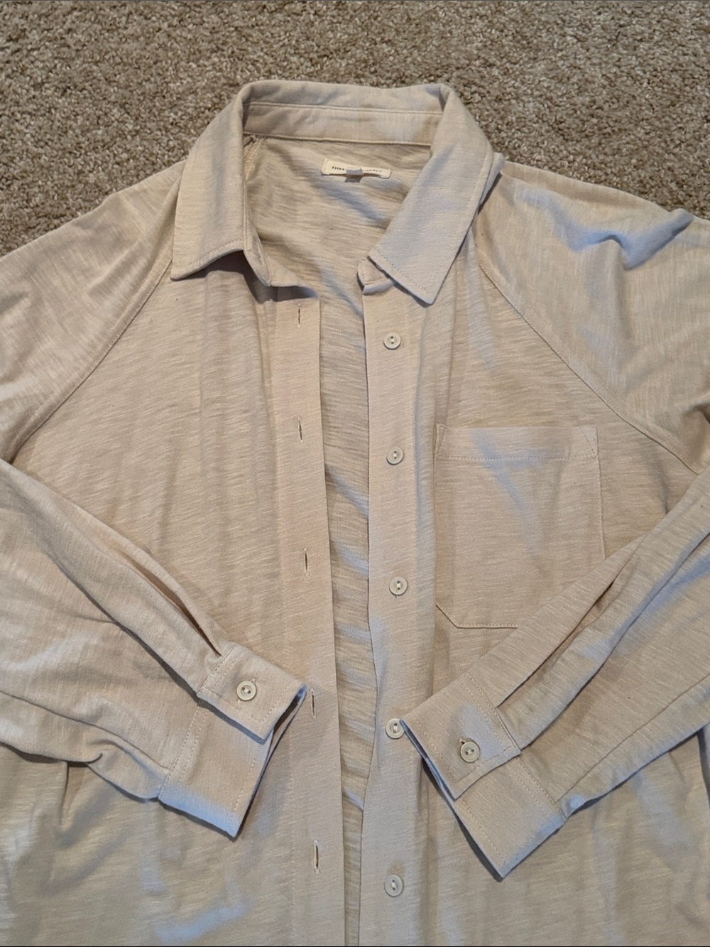 Thread & Supply Light Cream Collared Button-Up - Picture 2 of 3